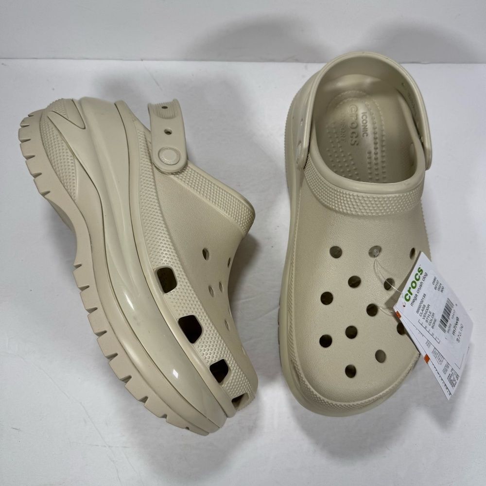 Crocs Mega Crush Chunky Platform Clogs Bone Women Size 9 Men Size 7